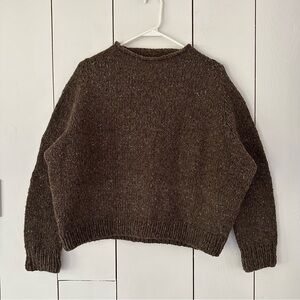 Handknit Rollneck Sweater OS Boxy Fit Brown